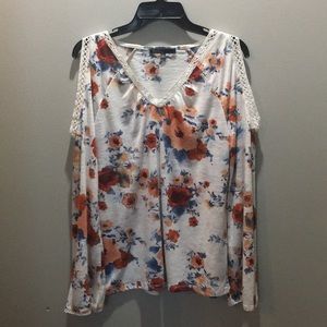 Floral Cold Shoulder Shirt Size Small